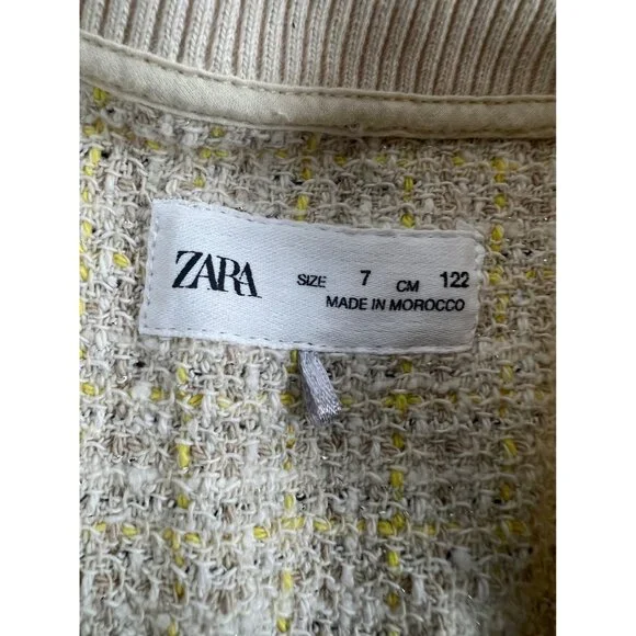 Zara Yellow and Beige Tweed Dress - Picture 12 of 16